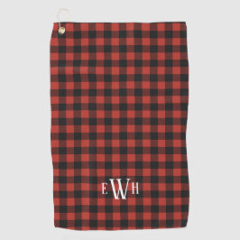 Monogram rood en zwart golfhanddoek