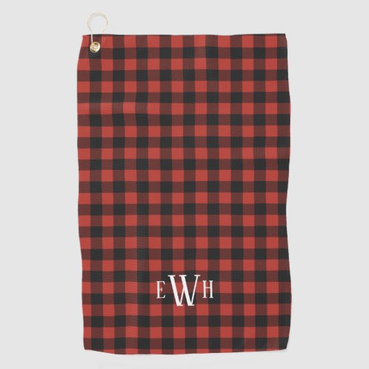 Monogram rood en zwart golfhanddoek (Voorkant)