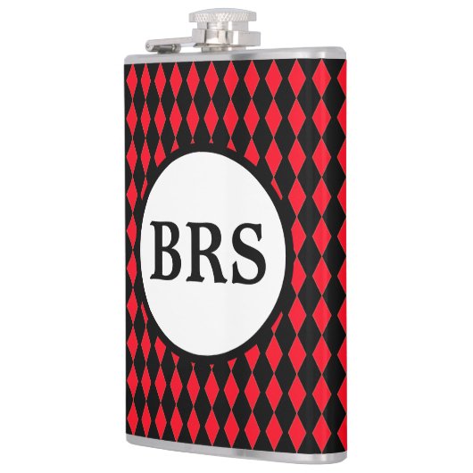  monogram rood en zwart Harlequin Heupfles (Links)