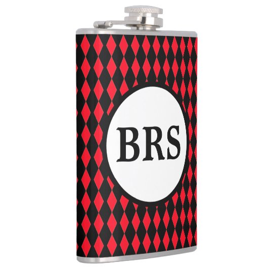  monogram rood en zwart Harlequin Heupfles (Rechts)