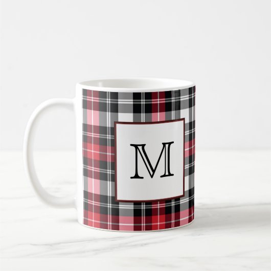 Monogram Rood en Zwart Speld Koffiemok (Links)