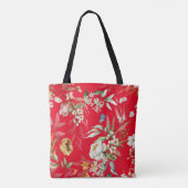 Monogram, rood Fine Art Florals Schouderschouderbl Tote Bag (Achterkant)