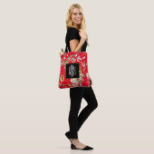 Monogram, rood Fine Art Florals Schouderschouderbl Tote Bag (Op model)