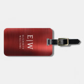 Monogram Rood Geborsteld Metallic Elegant Bagagelabel (Voorkant horizontaal)