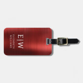 Monogram Rood Geborsteld Metallic Elegant Bagagelabel (Voorkant horizontaal)