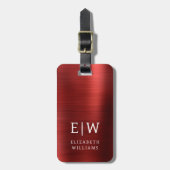 Monogram Rood Geborsteld Metallic Elegant Bagagelabel (Voorkant verticaal)