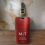 Monogram Rood Geborsteld Metallic Elegant Bagagelabel<br><div class="desc">Verhoog uw reiservaring met ons Classic Elegant Modern Minimalist Monogram Bagagelabel. Dit zorgvuldig ontworpen accessoire combineert naadloos tijdloze elegantie met hedendaags minimalisme, waardoor uw bagage opvalt met verfijning. Dit bagagelabel, dat met precisie en oog voor detail is vervaardigd, is meer dan alleen een praktisch item; het is een gepersonaliseerde uiting...</div>