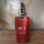 Monogram Rood Geborsteld Metallic Elegant Bagagelabel<br><div class="desc">Verhoog uw reiservaring met ons Classic Elegant Modern Minimalist Monogram Bagagelabel. Dit zorgvuldig ontworpen accessoire combineert naadloos tijdloze elegantie met hedendaags minimalisme, waardoor uw bagage opvalt met verfijning. Dit bagagelabel, dat met precisie en oog voor detail is vervaardigd, is meer dan alleen een praktisch item; het is een gepersonaliseerde uiting...</div>