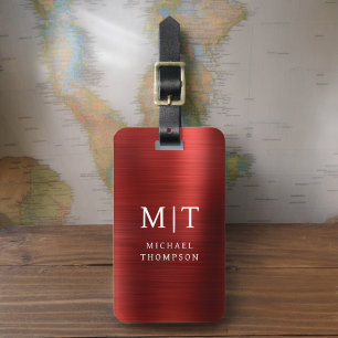 Monogram Rood Geborsteld Metallic Elegant Bagagelabel