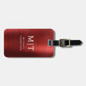 Monogram Rood Geborsteld Metallic Elegant Bagagelabel (Voorkant horizontaal)