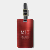 Monogram Rood Geborsteld Metallic Elegant Bagagelabel (Voorkant verticaal)