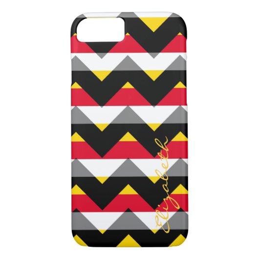 Monogram rood, geel, zwart Case-Mate iPhone case (Achterkant)