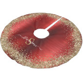 Monogram Rood Goud Glitter Girly Glam Kerstboom Rok (Gekanteld)