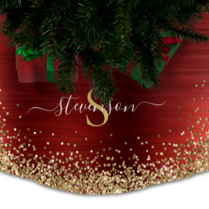 Monogram Rood Goud Glitter Girly Glam Kerstboom Rok