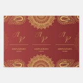 Monogram Rood Goud Mandala Indiase bruiloft Inpakpapier Vel (Voorkant)