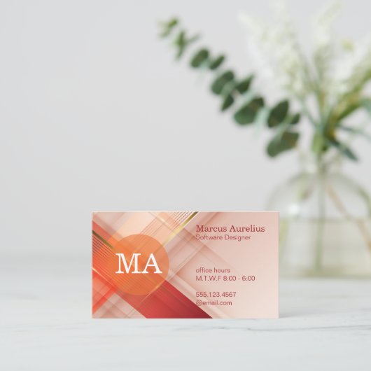 Monogram | Rood Gouden Abstracte Achtergrond Visitekaartje (Staand voorkant)