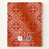 Monogram rood goudvormig patroon notitieboek (Achterkant)