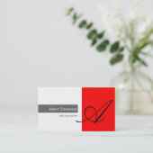 Monogram Rood Grijs Wit Fotografie Visitekaartje (Staand voorkant)