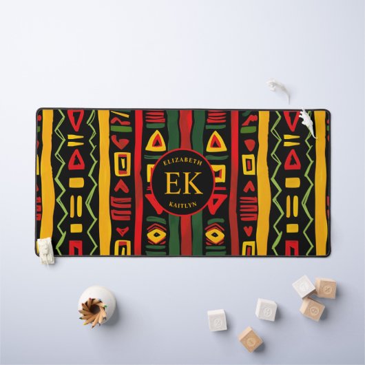 Monogram Rood Groen Geel Zwart Geschiedenis maand Bureaumat (Kindertafel)