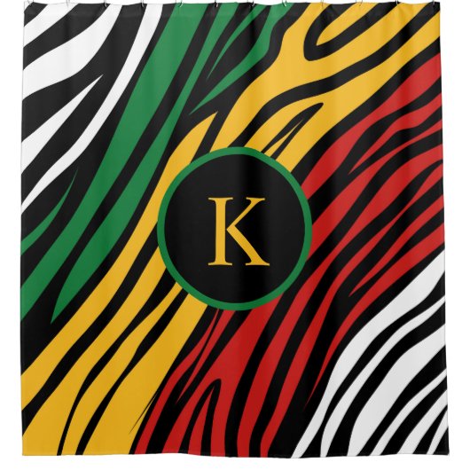 Monogram Rood Groen Geel Zwart Geschiedenis maand Douchegordijn (Voorkant)