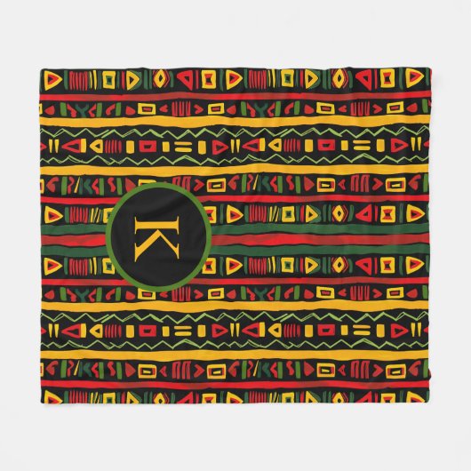 Monogram Rood Groen Geel Zwart Geschiedenis maand Fleece Deken (Voorkant (Horizontaal))