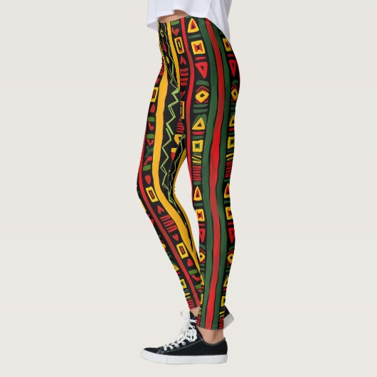 Monogram Rood Groen Geel Zwart Geschiedenis maand Leggings (Links)