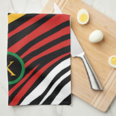 Monogram Rood Groen Geel Zwart Geschiedenis maand Theedoek (Quarter Fold)