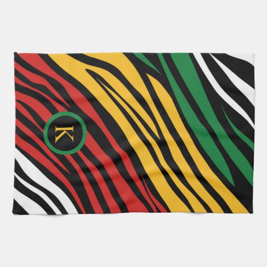 Monogram Rood Groen Geel Zwart Geschiedenis maand Theedoek (Horizontaal)
