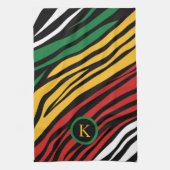 Monogram Rood Groen Geel Zwart Geschiedenis maand Theedoek (Verticaal)