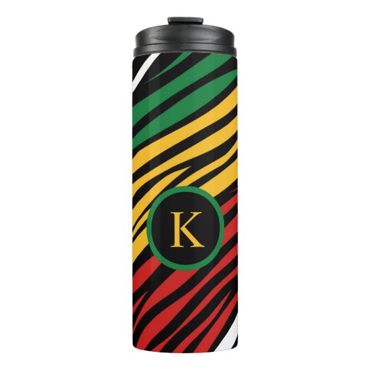 Monogram Rood Groen Geel Zwart Geschiedenis maand Thermosbeker (Voorkant)