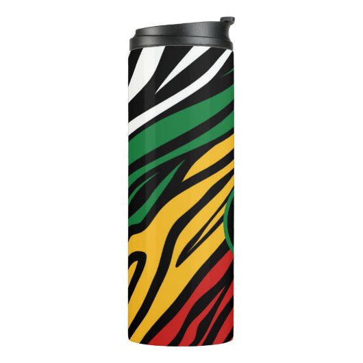 Monogram Rood Groen Geel Zwart Geschiedenis maand Thermosbeker (Gedraaid links)