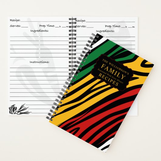 Monogram Rood Groen Geel Zwart Geschiedenis Recept Notitieboek (Binnen)