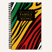 Monogram Rood Groen Geel Zwart Geschiedenis Recept Notitieboek (Voorkant)