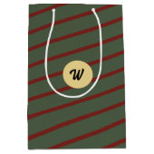 monogram  Rood & groen Streeppatroon Medium Cadeauzakje (Voorkant)