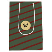 monogram  Rood & groen Streeppatroon Medium Cadeauzakje (Achterkant)