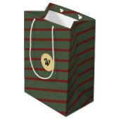 monogram  Rood & groen Streeppatroon Medium Cadeauzakje (Achterkant Gekanteld)