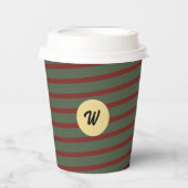 monogram Rood & groen Streeppatroon Papieren Bekers (Voorkant)