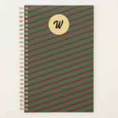 monogram  Rood & groen Streeppatroon Planner (Voorkant)