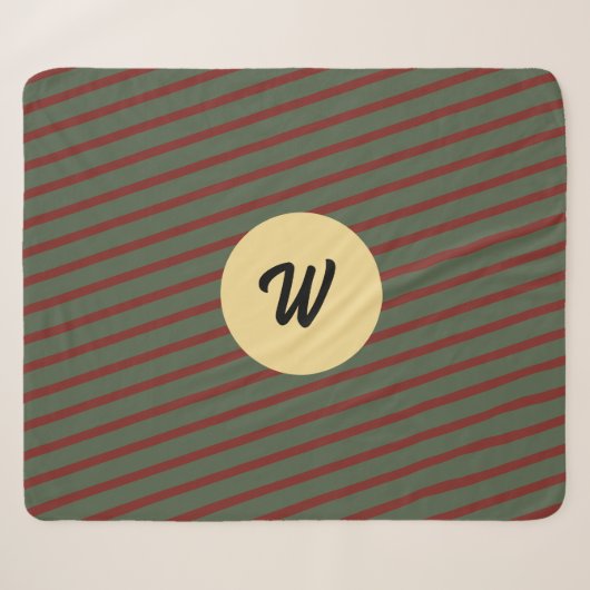 monogram Rood & groen Streeppatroon Sherpa Deken (Voorkant (horizontaal))