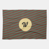 monogram Rood & groen Streeppatroon Theedoek (Horizontaal)