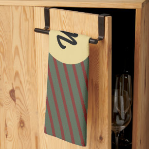monogram Rood & groen Streeppatroon Theedoek