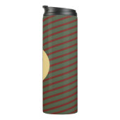 monogram Rood & groen Streeppatroon Thermosbeker (Geroteerd rechts)