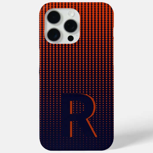 Monogram rood Halftone Modern Initiaal gepersonali Case-Mate iPhone Case (Achterkant)