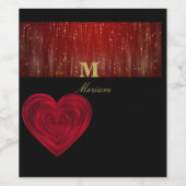 Monogram Rood hart Wijn Etiket (Enkel label)