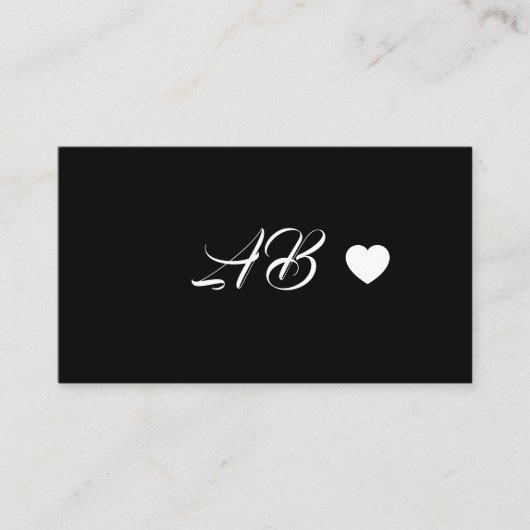 Monogram rood hart | Zwart handgeschreven script Visitekaartje (Voorkant)