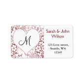 Monogram rood, het etiket van het terugkeeradres (Voorkant)