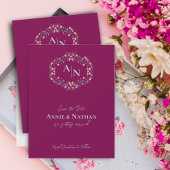 Monogram rood ingewikkelde bloemen bruiloft aankon