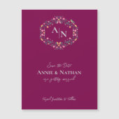 Monogram rood ingewikkelde bloemen bruiloft aankon (Voorkant)