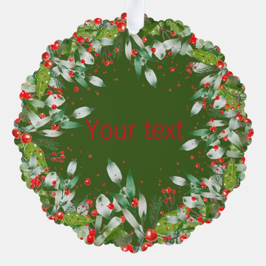 Monogram Rood Kerstmis groen Classic Ronde Ornament Kaart (Achterkant)