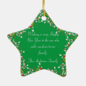 Monogram Rood Kerstmis Groene foto Klassiek Keramisch Ornament (Achterkant)